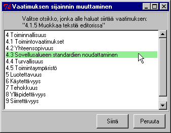 Muuta vaatimuksen sijaintia