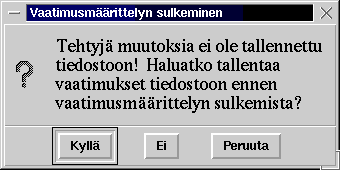 Vaatimusmäärittelyn sulkeminen