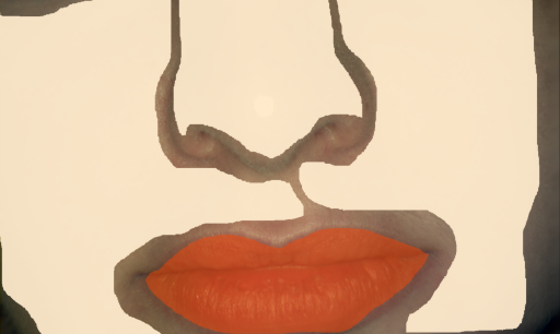 False color image render of a spectral image exhibiting lip, skin and specular reflection