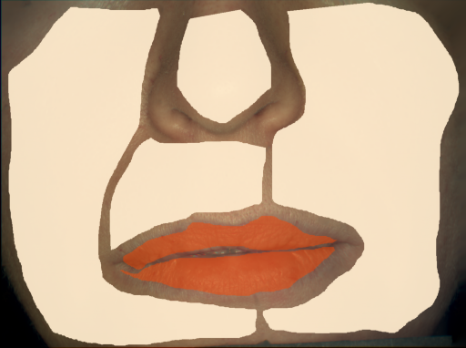 False color image render of a spectral image exhibiting lip and skin