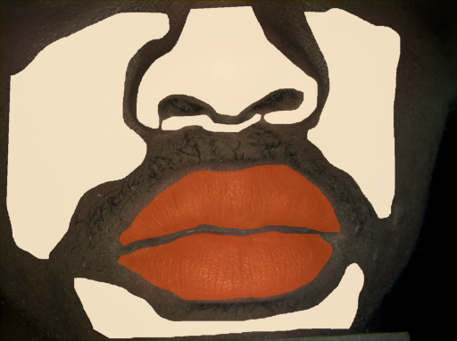 False color image render of a spectral image exhibiting lip and skin