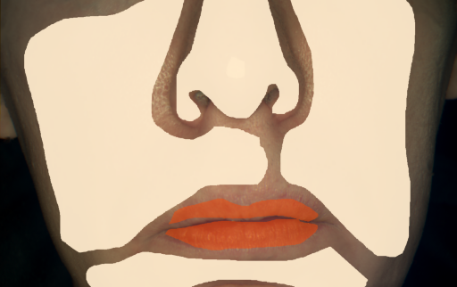 False color image render of a spectral image exhibiting lip, skin and specular reflection
