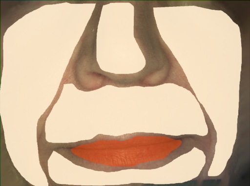 False color image render of a spectral image exhibiting lip and skin